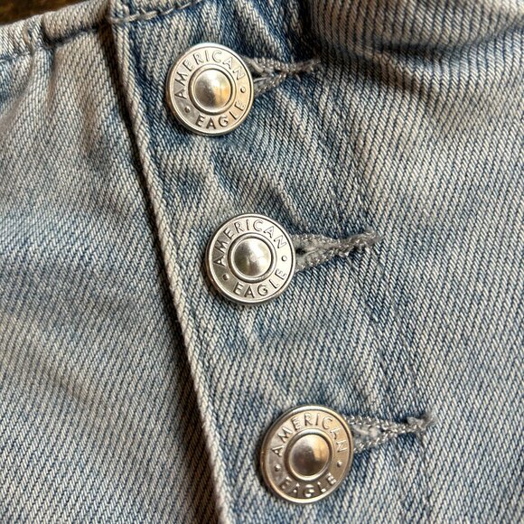 AEO Button-Front High Rise Paper Bag Waist Denim Shorts w/Self Tie Belt - Picture 11 of 15